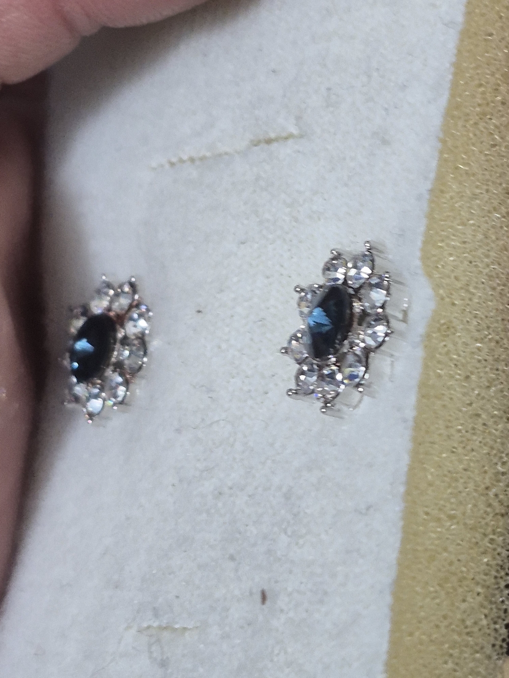 Source Unknown Navy Blue Center Crystal Halo Stud Earrings